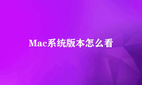 Mac系统版本怎么看