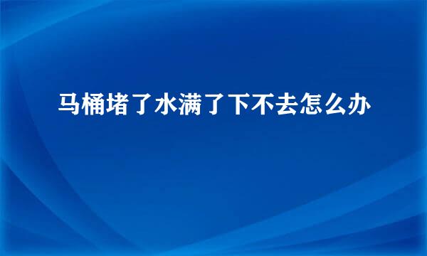 马桶堵了水满了下不去怎么办