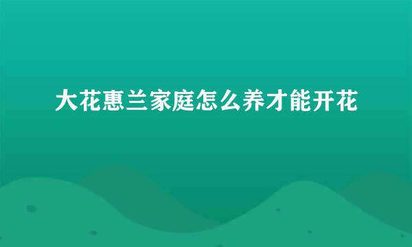 大花惠兰家庭怎么养才能开花