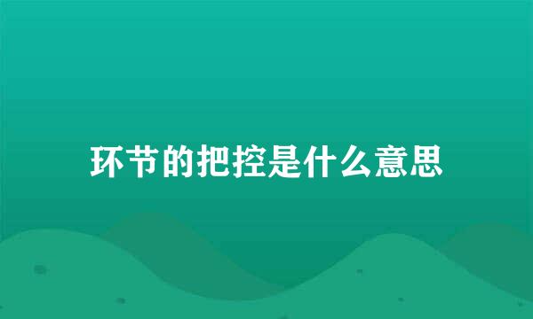 环节的把控是什么意思