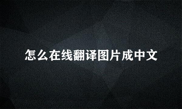 怎么在线翻译图片成中文