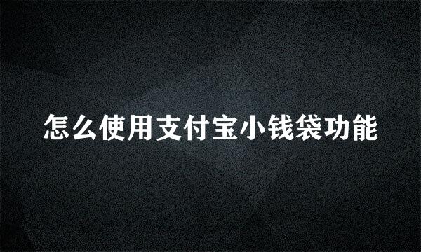 怎么使用支付宝小钱袋功能
