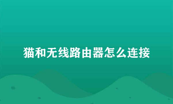 猫和无线路由器怎么连接