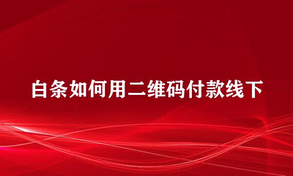 白条如何用二维码付款线下