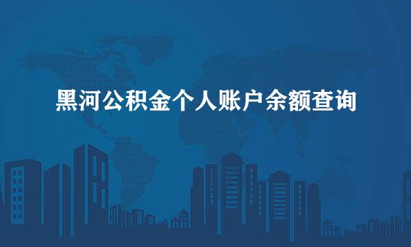 黑河公积金个人账户余额查询