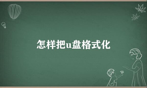 怎样把u盘格式化