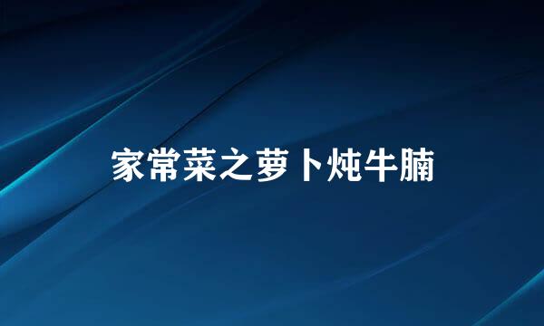 家常菜之萝卜炖牛腩