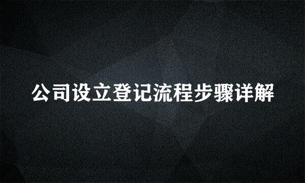 公司设立登记流程步骤详解
