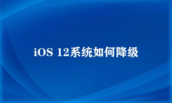 iOS 12系统如何降级