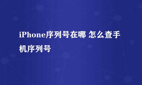 iPhone序列号在哪 怎么查手机序列号