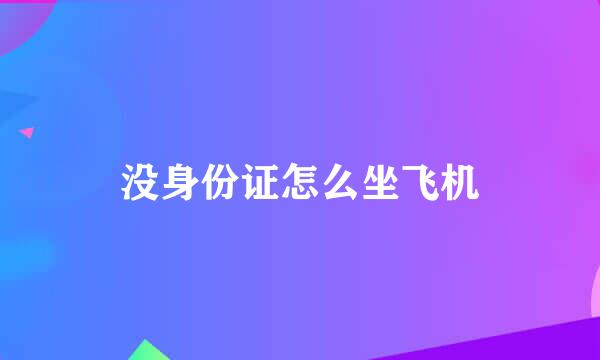 没身份证怎么坐飞机