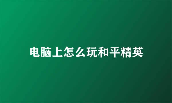 电脑上怎么玩和平精英