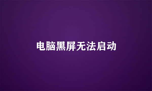 电脑黑屏无法启动