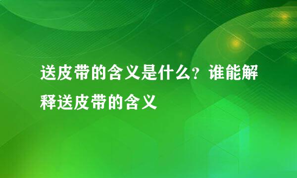 送皮带的含义是什么？谁能解释送皮带的含义