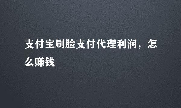 支付宝刷脸支付代理利润，怎么赚钱