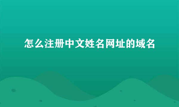 怎么注册中文姓名网址的域名