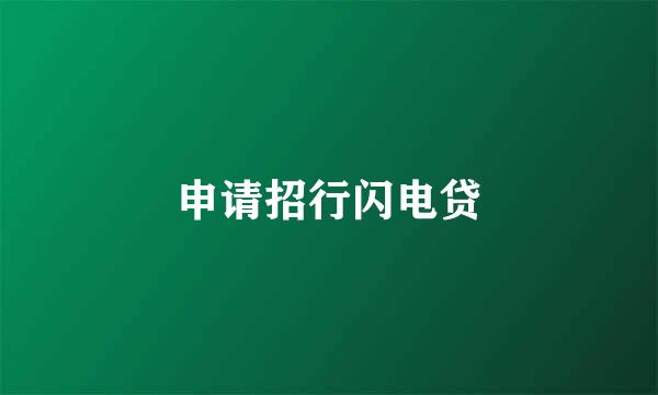 申请招行闪电贷
