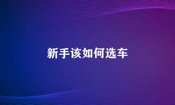 新手该如何选车