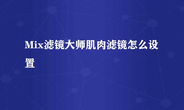 Mix滤镜大师肌肉滤镜怎么设置