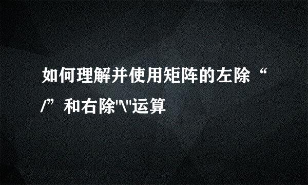 如何理解并使用矩阵的左除“/”和右除