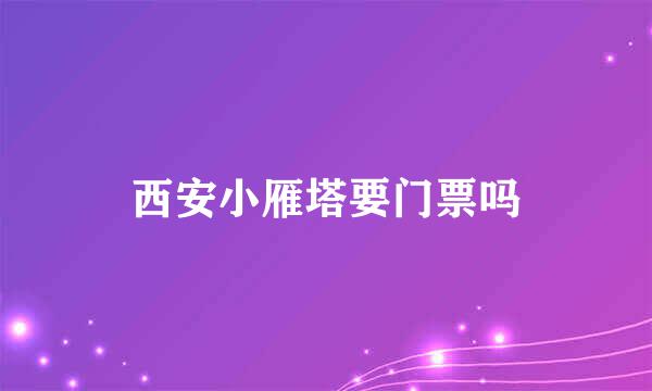 西安小雁塔要门票吗