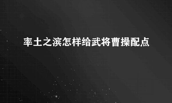 率土之滨怎样给武将曹操配点