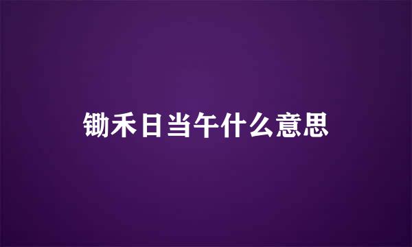 锄禾日当午什么意思