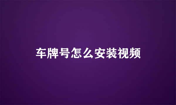 车牌号怎么安装视频