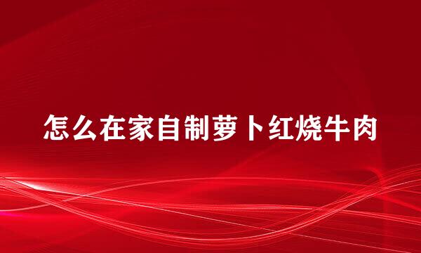 怎么在家自制萝卜红烧牛肉