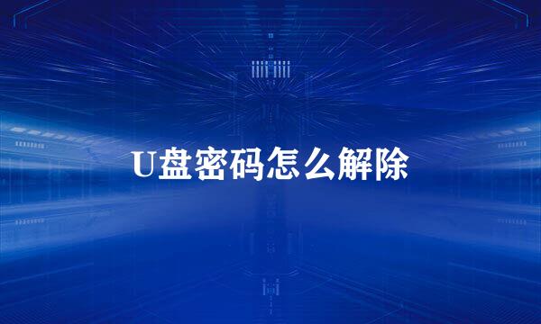 U盘密码怎么解除