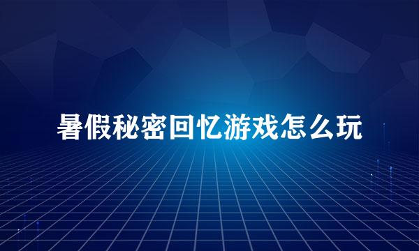 暑假秘密回忆游戏怎么玩