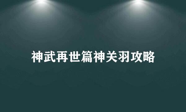 神武再世篇神关羽攻略