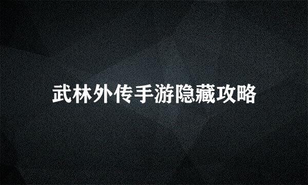 武林外传手游隐藏攻略