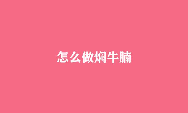 怎么做焖牛腩