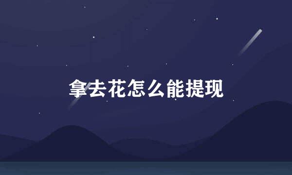 拿去花怎么能提现