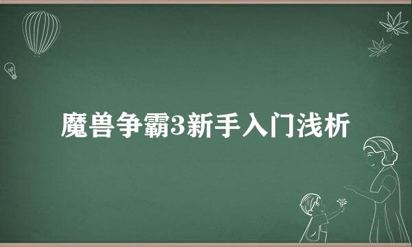 魔兽争霸3新手入门浅析