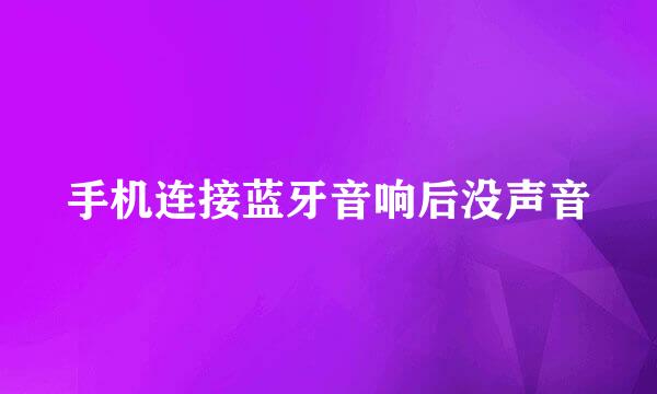 手机连接蓝牙音响后没声音