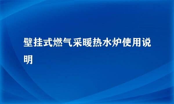 壁挂式燃气采暖热水炉使用说明
