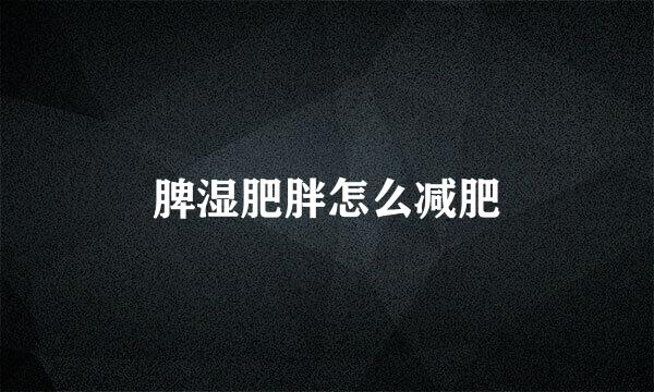 脾湿肥胖怎么减肥
