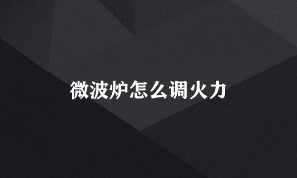 微波炉怎么调火力