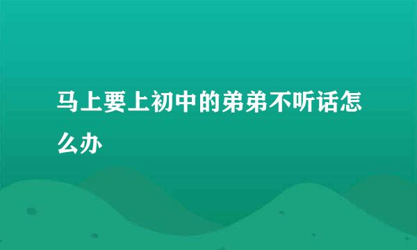 马上要上初中的弟弟不听话怎么办