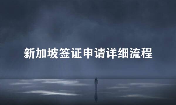 新加坡签证申请详细流程