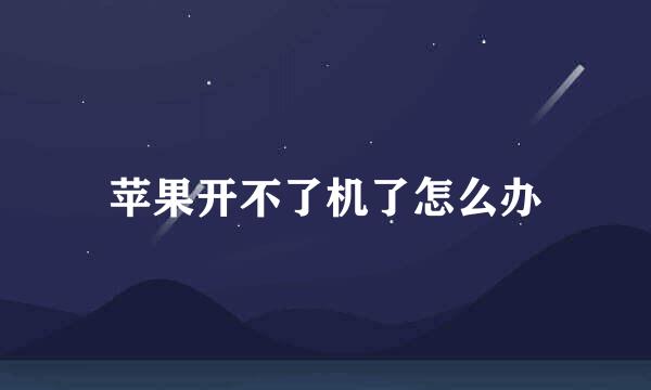 苹果开不了机了怎么办