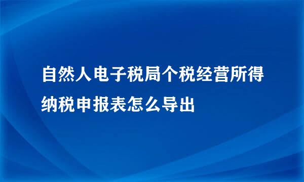自然人电子税局个税经营所得纳税申报表怎么导出
