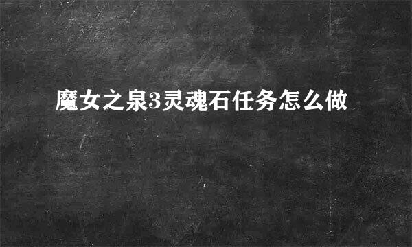 魔女之泉3灵魂石任务怎么做