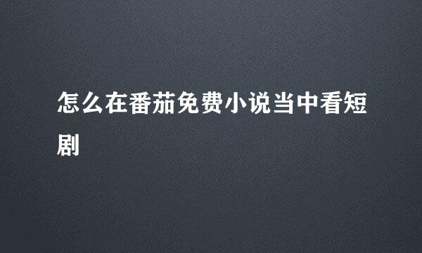 怎么在番茄免费小说当中看短剧