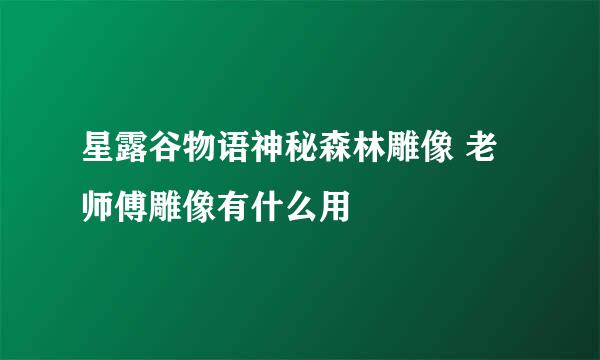 星露谷物语神秘森林雕像 老师傅雕像有什么用