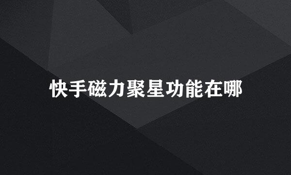 快手磁力聚星功能在哪
