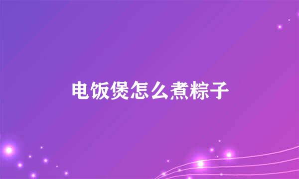 电饭煲怎么煮粽子