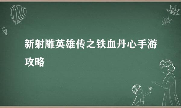 新射雕英雄传之铁血丹心手游攻略